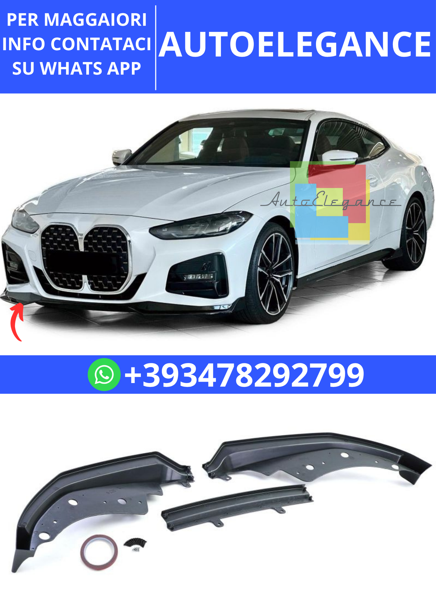 💫Spoiler anteriore Lip Performance adatto per BMW Serie 4 G22 G23 dal 2020💫
