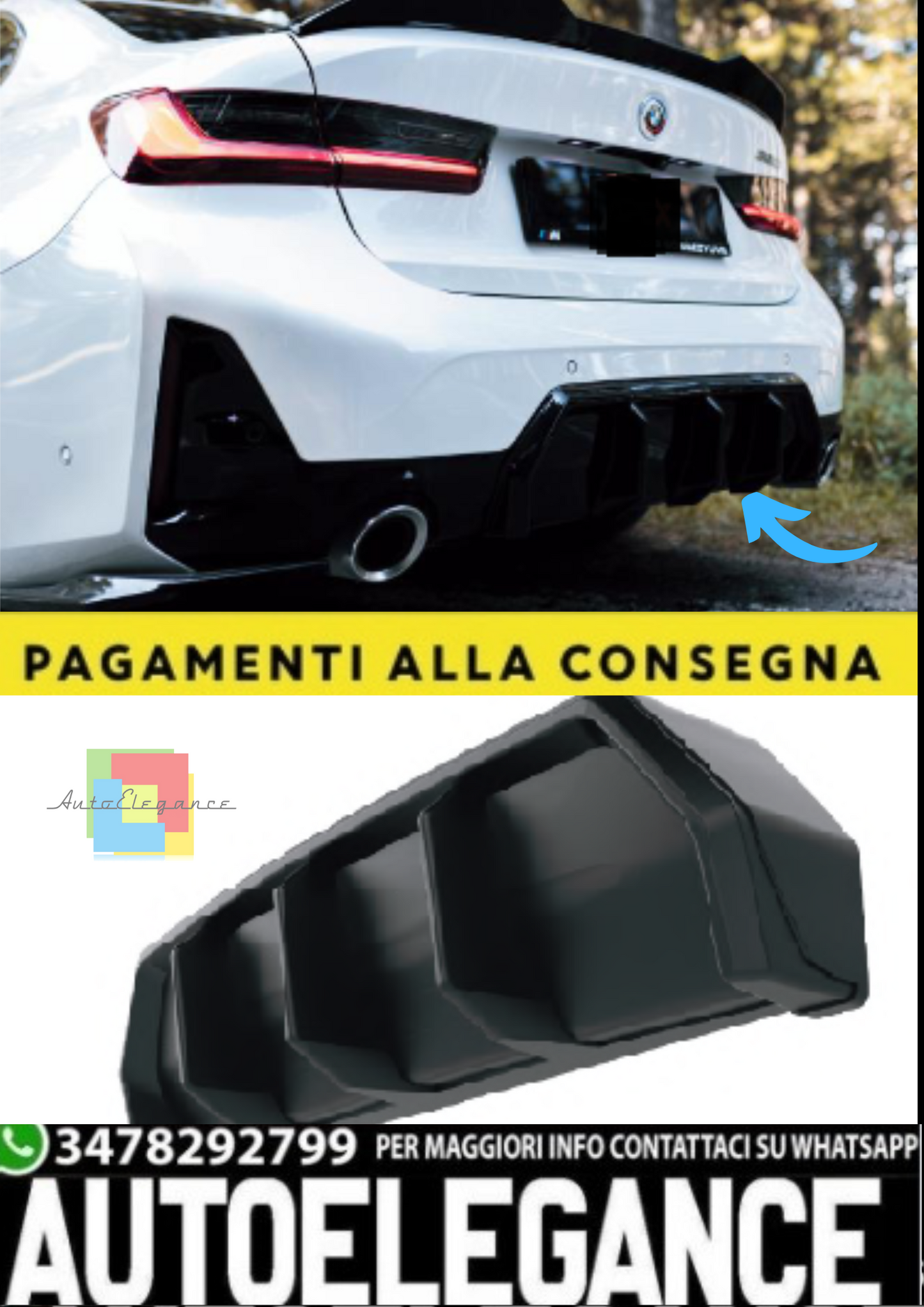 💫Diffusore Posteriore per BMW Serie 3 G20/G21 M-Pack Facelift (2022+)💫