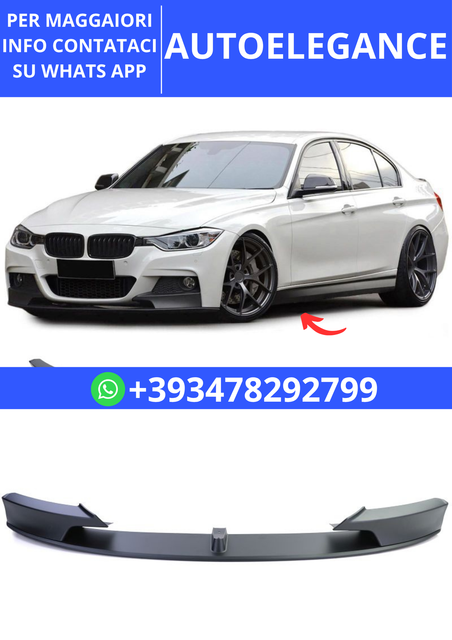 💫Splitter Anteriore Labbro Paraurti Performance adatto per BMW Serie F30 F31💫