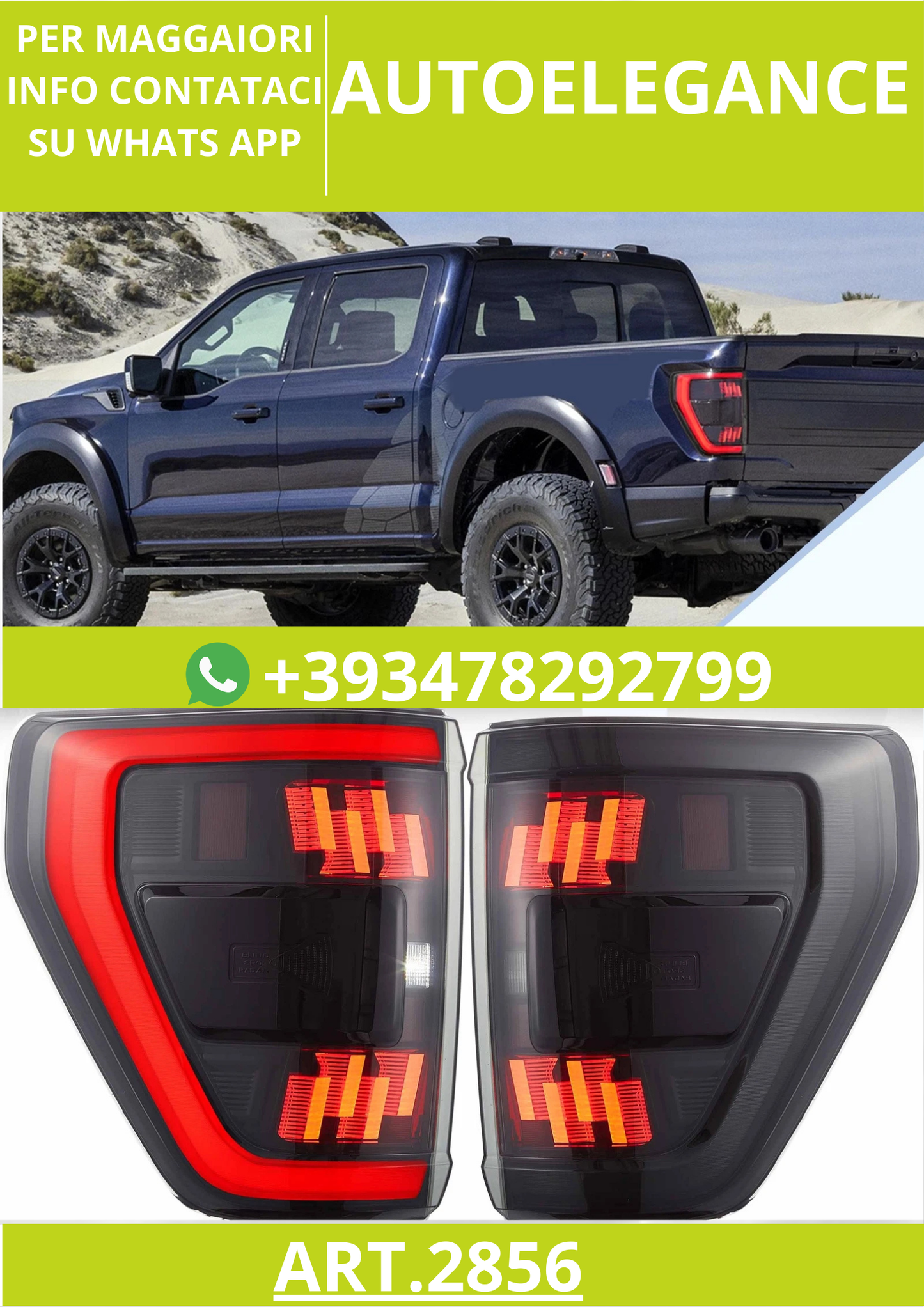 🔥ART.2856 Fanali Posteriori a LED Fumé con Animazione Start-Up – Ford F-150 🔥