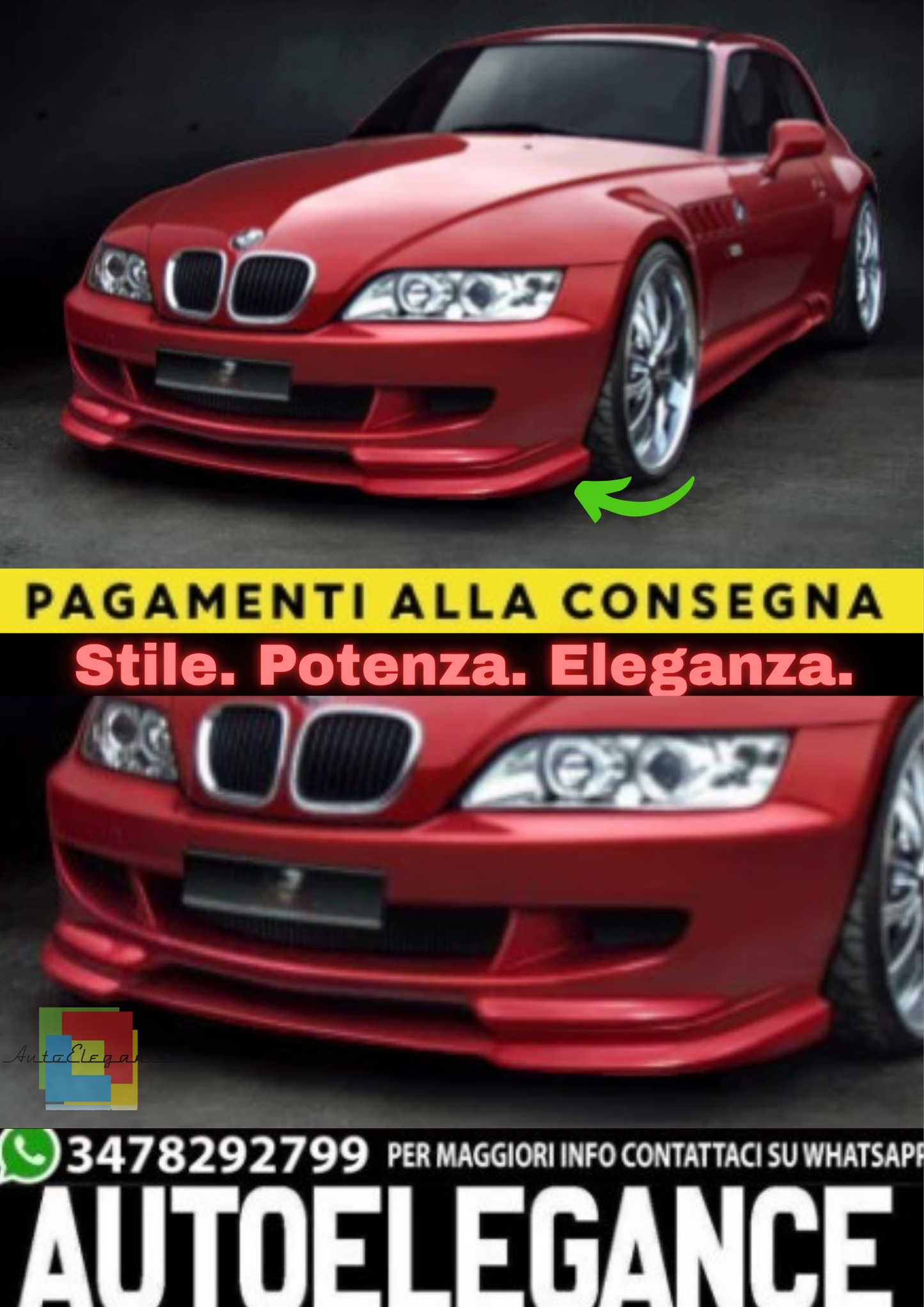 🔥PARAURTI ANTERIORE + GREMBIALATURA INFERIORE PER BMW Z3 (1995–2002)🔥