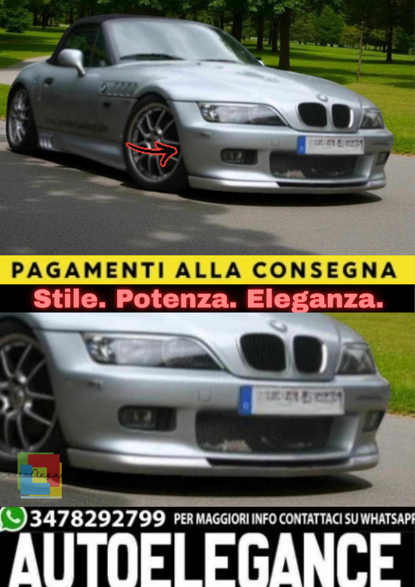 🔥SPLITTER ANTERIORE SOTTOPARAURTI PER BMW Z3 (1995–2002)🔥