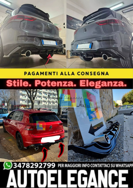 🔥DIFFUSORE POSTERIORE VW GOLF 8 19+ SOTTO PARAURTI TERMINALI GTI ABS 1+1🔥