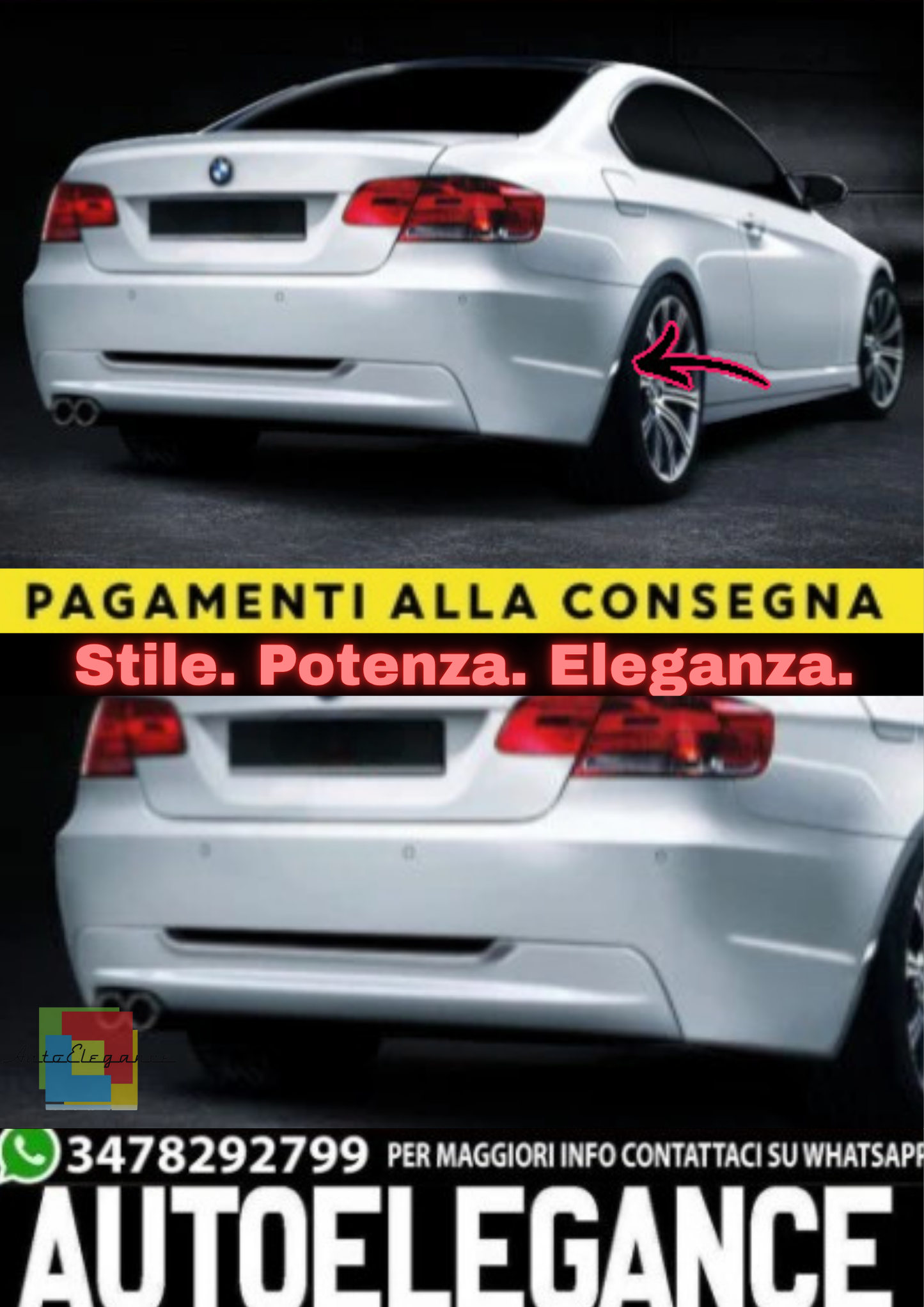 🔥PARAURTI POSTERIORE PER BMW SERIE 3 E92 / E93 (2006–2013)🔥