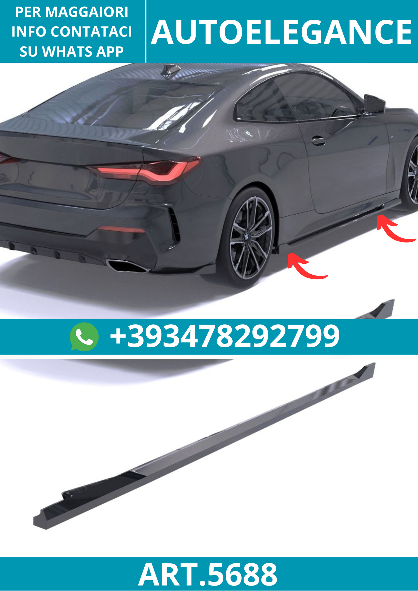 5688⭐Sotto Minigonne adatte per BMW Serie 4 Coupé (G22/G23) M-Pack 20-24⭐