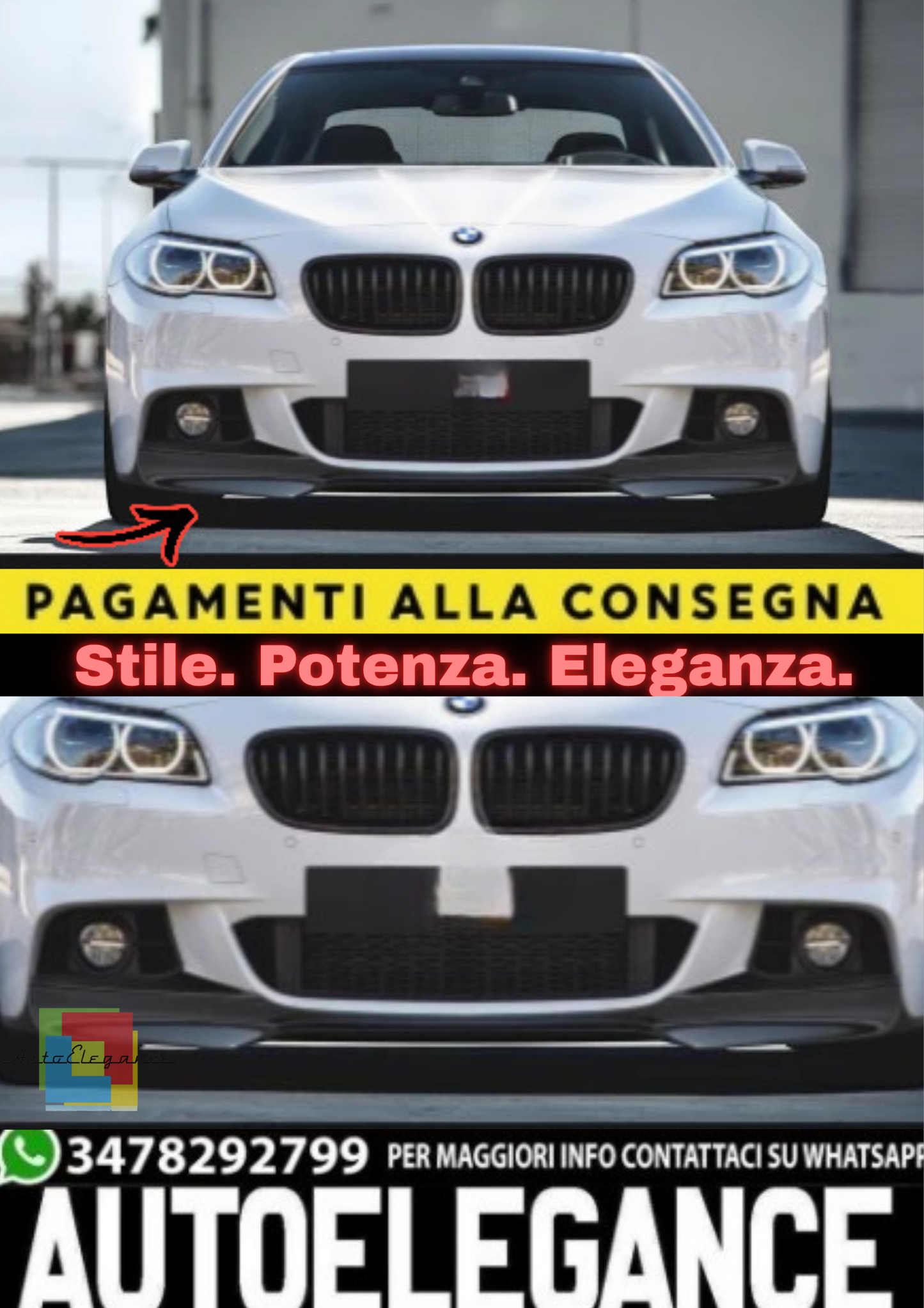 🔥SPLITTER ANTERIORE / LIP SOTTOPARAURTI PER BMW SERIE 5 F10 / F11 (2010–2017)🔥
