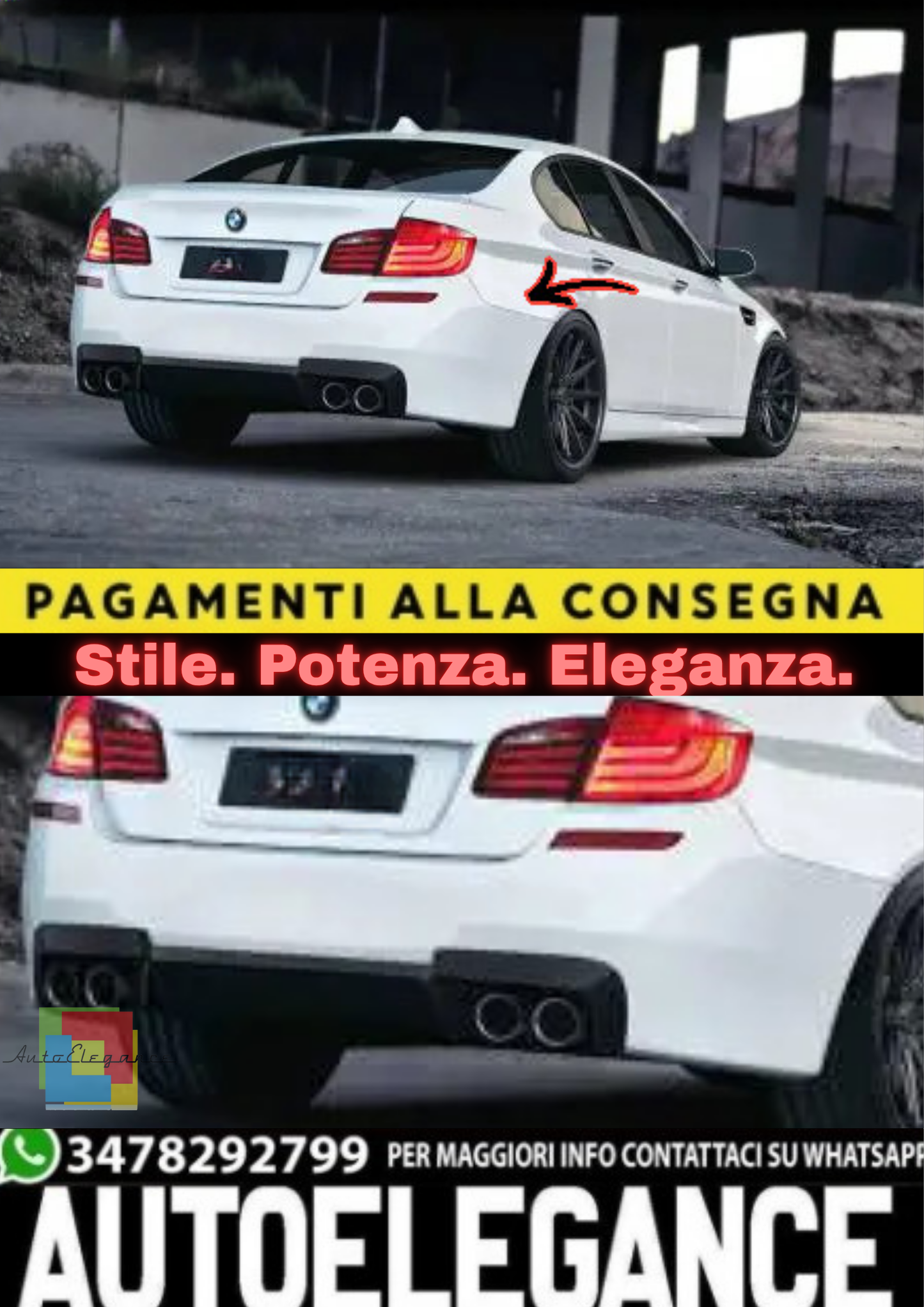 🔥PARAURTI POSTERIORE PER BMW SERIE 5 F10 (2010–2017)🔥