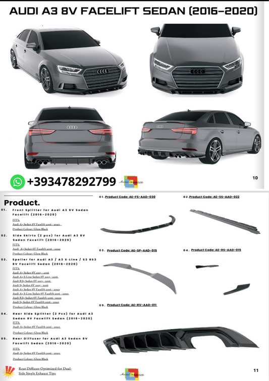 Bodykitt adatto per Audi a3 facelift sedan 2016-2020