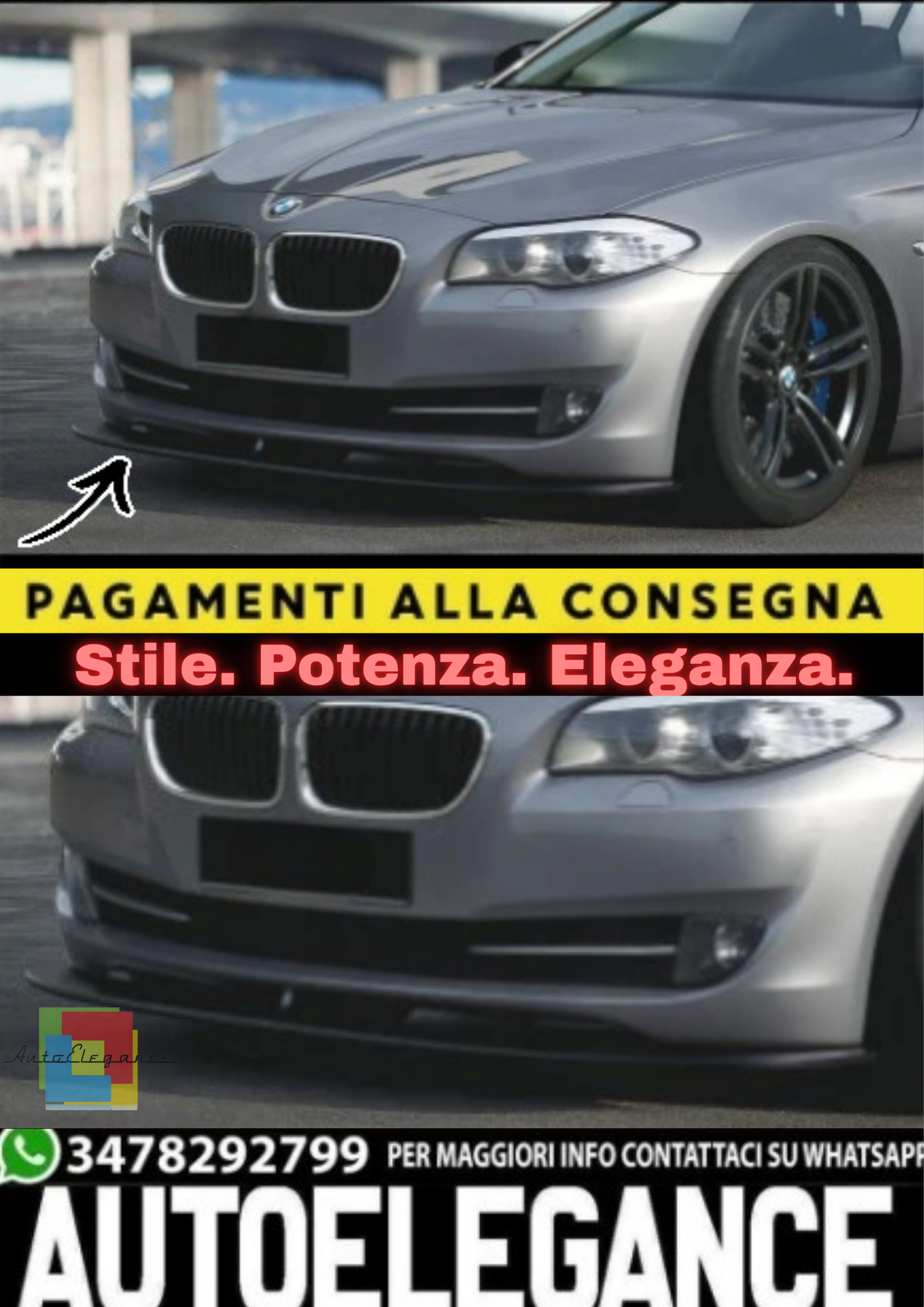 🔥SPLITTER SOTTOPARAURTI ANTERIORE PER BMW SERIE 5 F10 / F11 (2010–2017)🔥