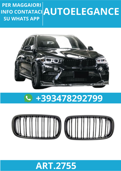 🔥ART.2755 Griglia Sportiva Doppia Lamella Nero Lucido per BMW X5 F15 / X6 F16🔥