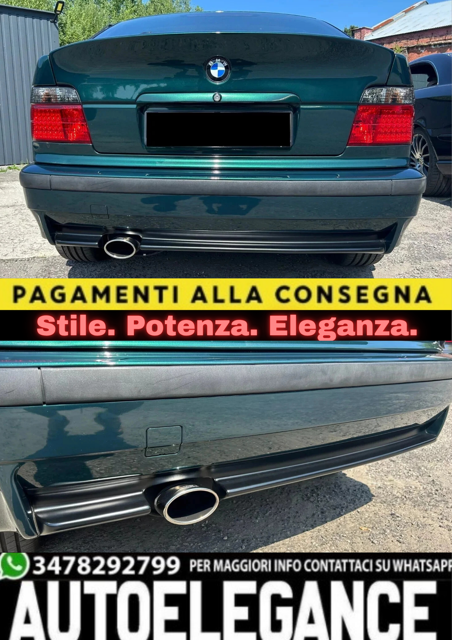 💫Diffusore Posteriore in ABS Nero Lucido per BMW Serie 3 E36 Compact💫