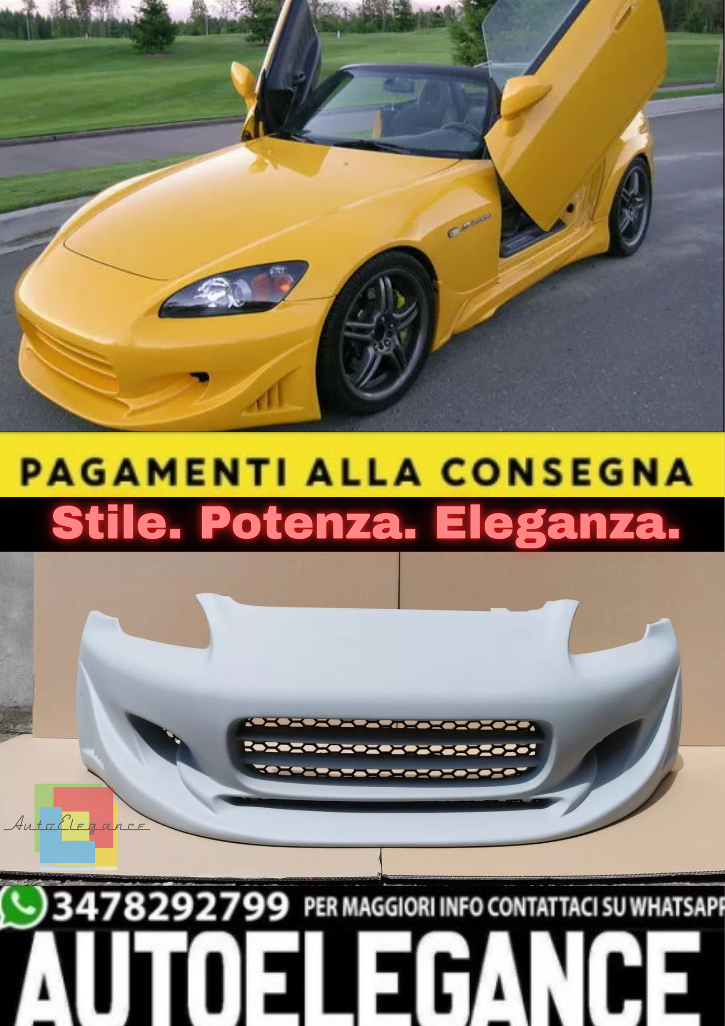 💫Paraurti Anteriore per Honda S2000 –Look Sportivo Aftermarket – Front Bumper💫