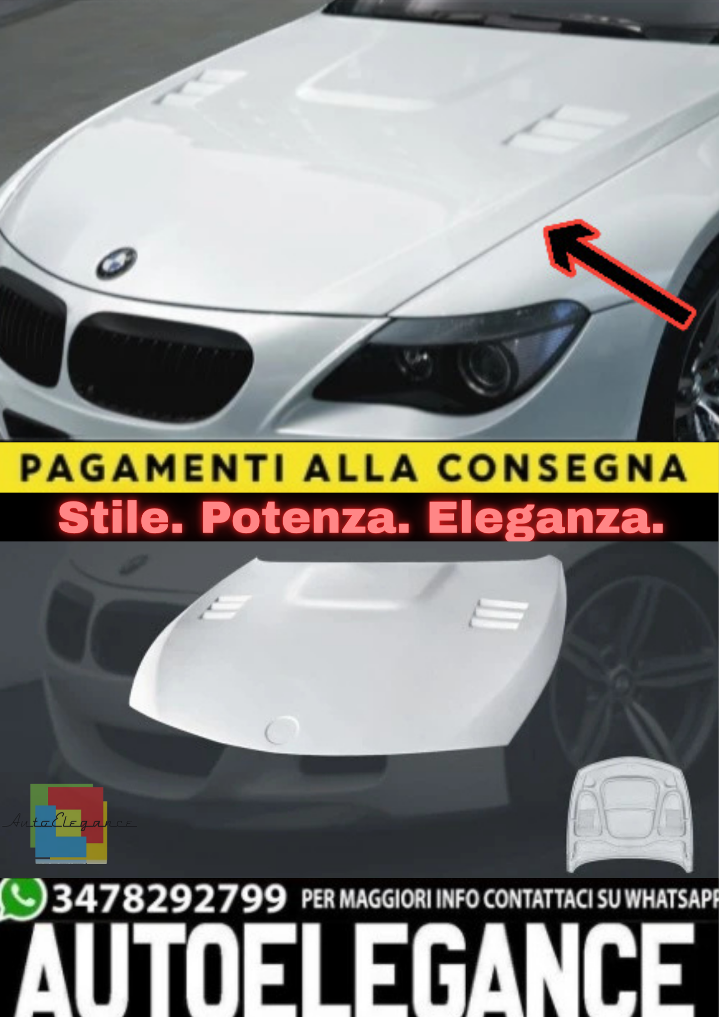 ✨  COFANO ANTERIORE PER BMW SERIE 6 E63 / E64 (2003–2010)✨