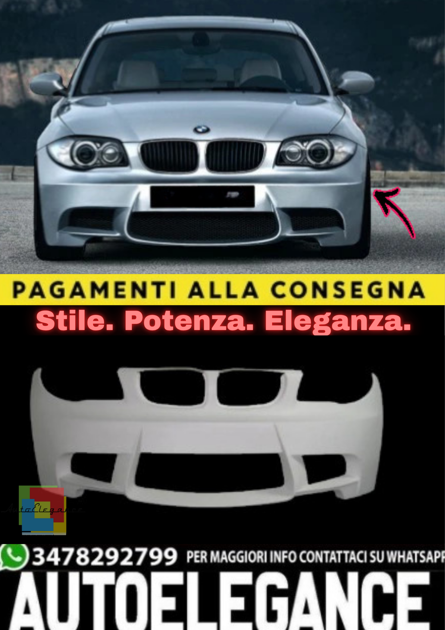 ✨PARAURTI ANTERIORE PER BMW SERIE 1 E87 (2004–2011)✨
