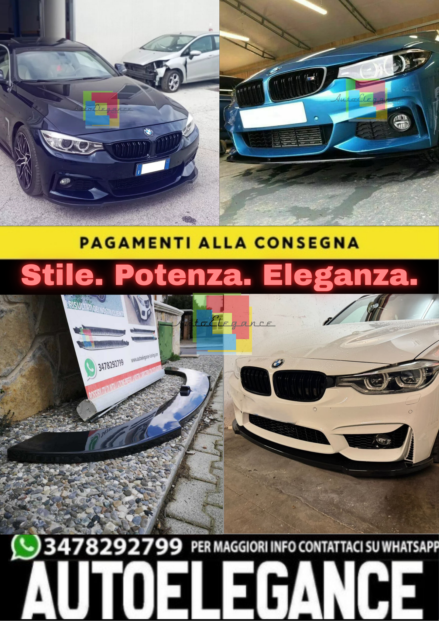 🔥SPLITTER ADATTO PER BMW SERIE 4 F32 F33 SPORT LAMA SOTTO PARAURTI ANTERIORE🔥