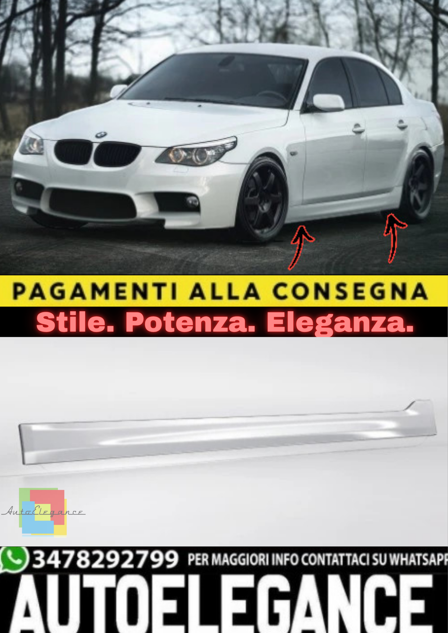 ✨MINIGONNE LATERALI PER BMW SERIE 5 E60 (2003–2010)✨