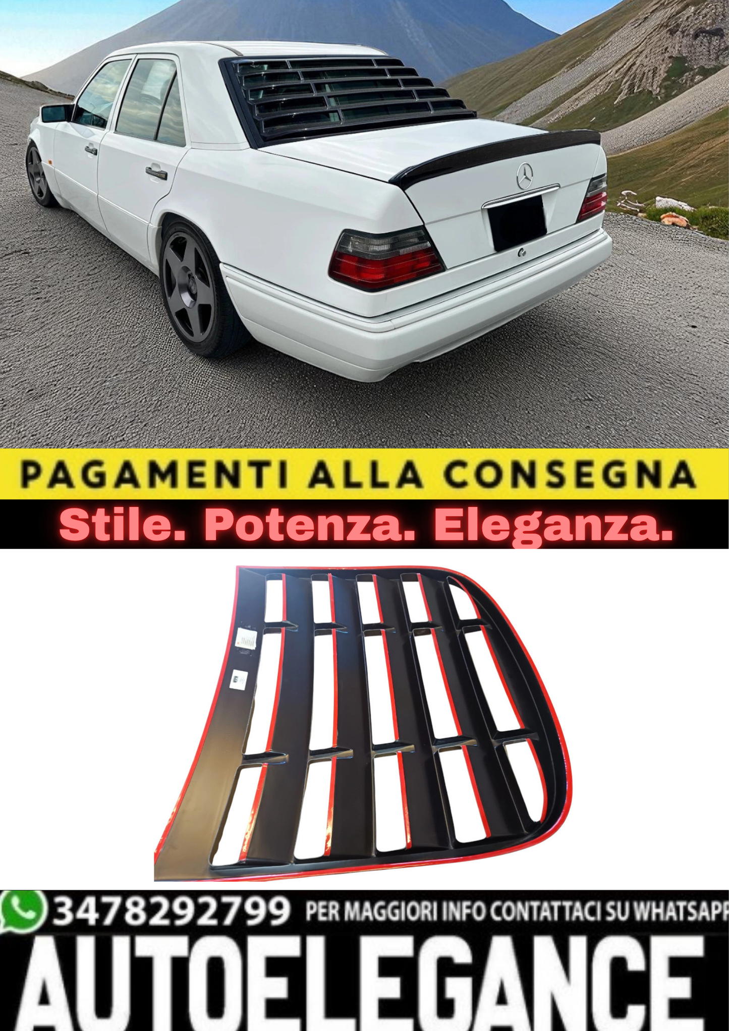 💫 Louver / Persiana Lunotto in ABS per Mercedes W124 Berlina (1984–1995)💫