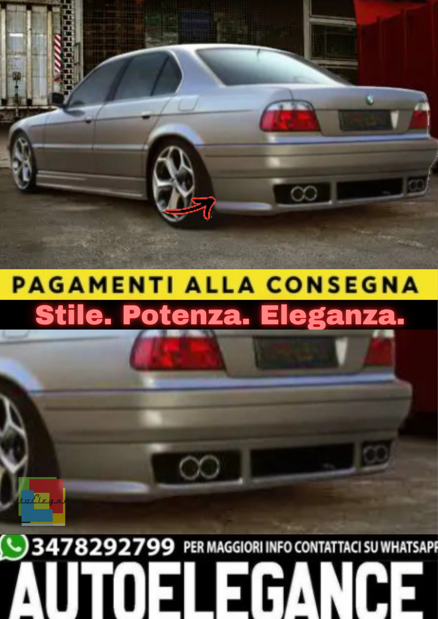 ✨SPOILER / ESTENSIONE INFERIORE PARAURTI POSTERIORE BMW E38 (1994–2001)✨