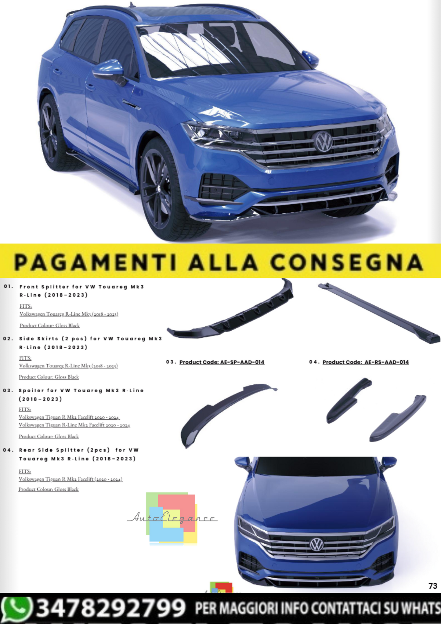 💫Bodykit Completo per VW Touareg Mk3 R-Line (2018–2023) – Finitura Nero 💫