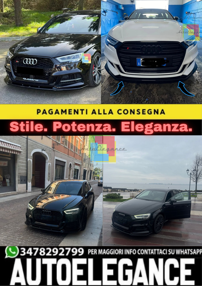🔥SPLITTER ADATTO PER AUDI A3 8V 2016-2020 S3 S-LINE NERO LUCIDO🔥