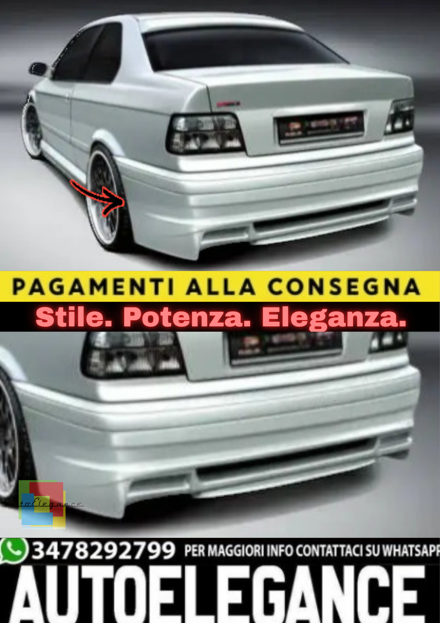 🔥PARAURTI POSTERIORE ADATTO PER BMW E36 (1990–2000)🔥