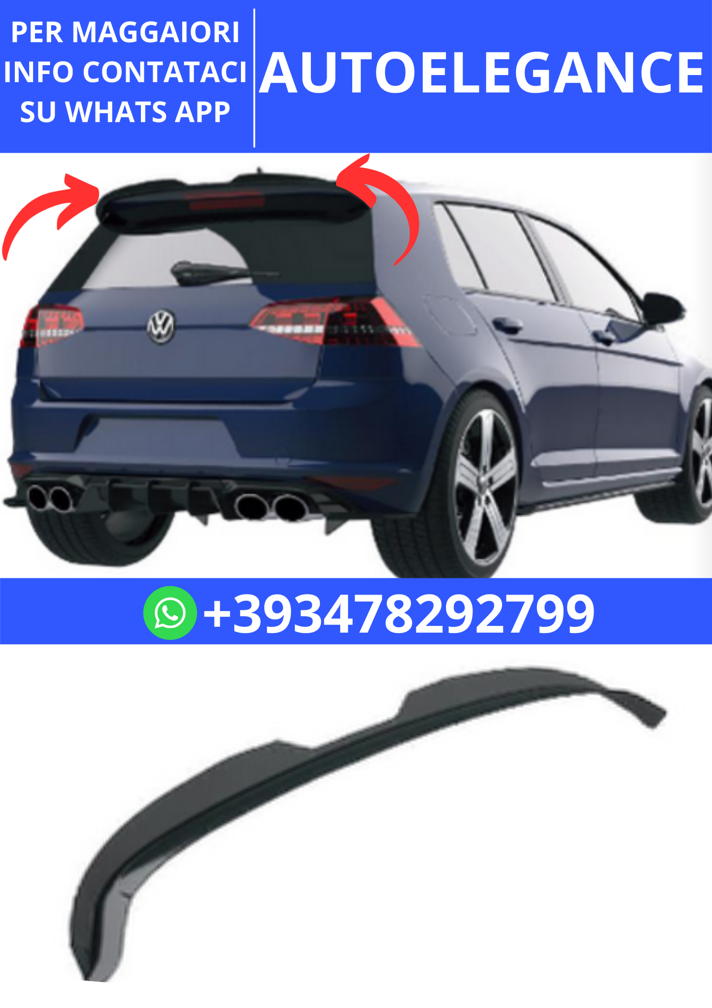 💫ART.2408 SPOILER VOLKSWAGEN GOLF MK7 R 2013-2016💫