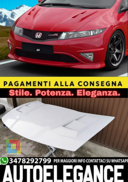 💫 Cofano in Vetroresina per Honda Civic MK8 FN2 (2006–2011) – Leggero 💫