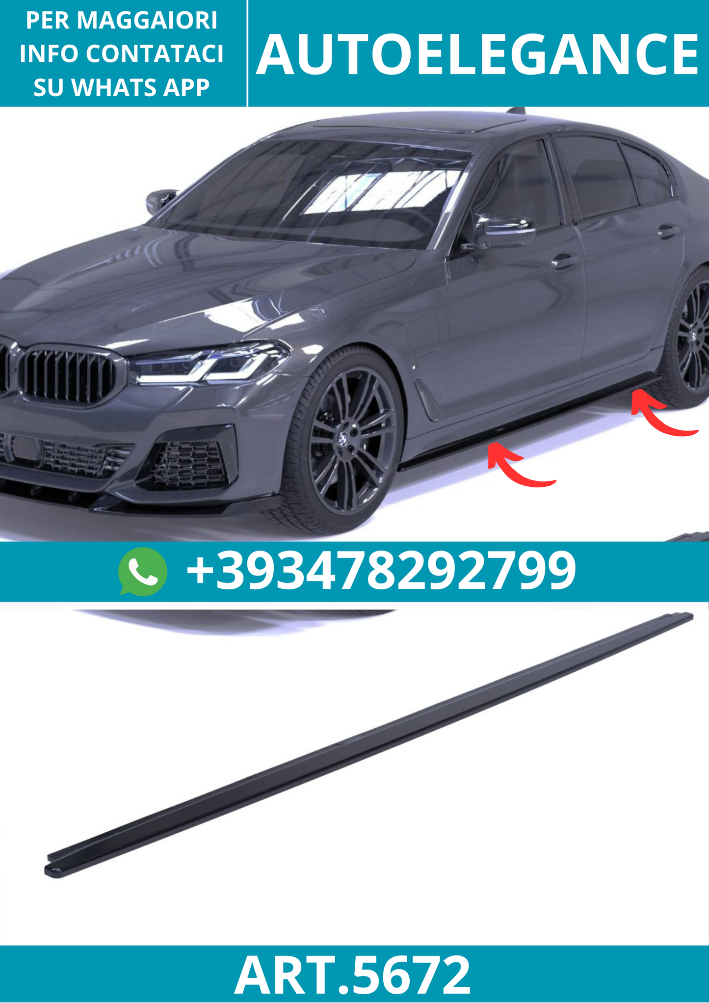 5672⭐Sotto Minigonne laterali adatte per BMW Serie 5 G30/G31 M Pack (17-23)⭐