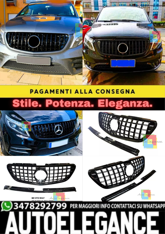 🔥Griglia PANAMERICANA  Nero Lucido ADATTA PER Mercedes Vito W447 14-19🔥