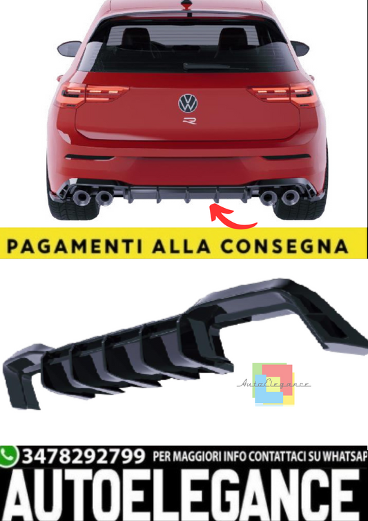 💫Diffusore Posteriore per Volkswagen Golf Mk8 R (2020–2024) – Nero Lucido💫
