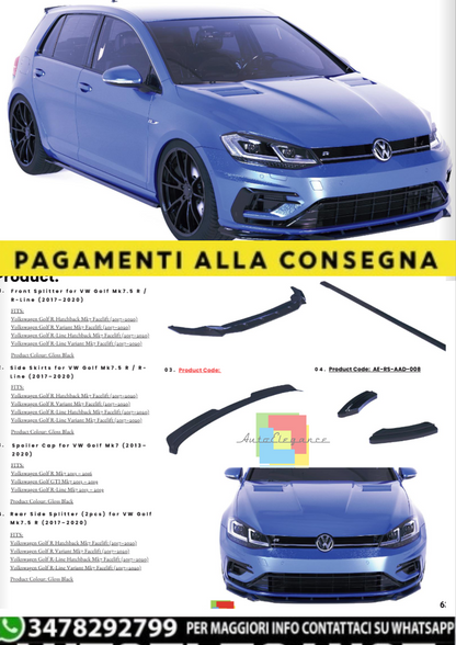 💫Body Kit Completo per VW Golf Mk7.5 R / R-Line (2017–2020) – Nero Lucido 💫