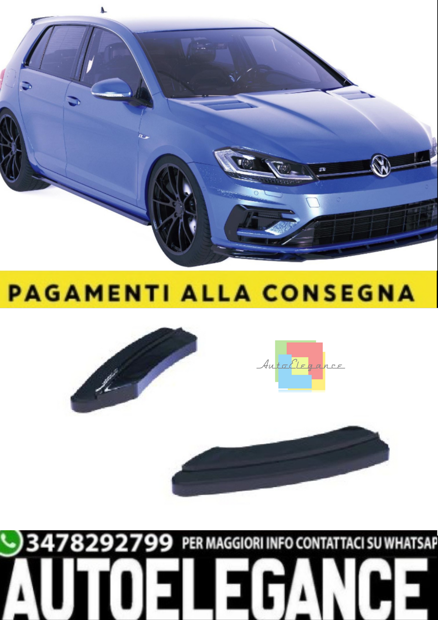 💫Rear Side Splitter (2 pezzi) per VW Golf Mk7.5 R (2017–2020)💫