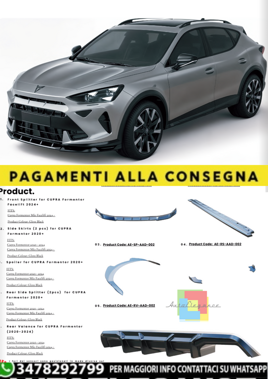 💫Body Kit Completo per CUPRA Formentor 2020+ (5 pezzi) - Nero Lucido💫