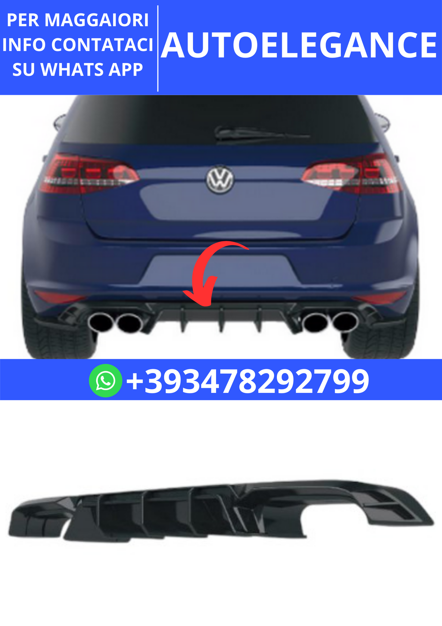 💫ART.2409 DIFFUSORE VOLKSWAGEN GOLF MK7 R 2013-2016💫