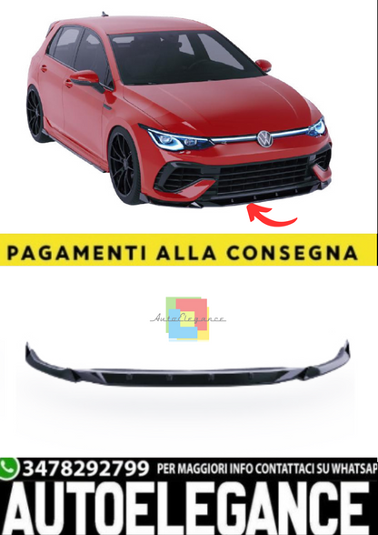 💫Front Splitter per Volkswagen Golf Mk8 R (2020–2024) – Nero Lucido💫