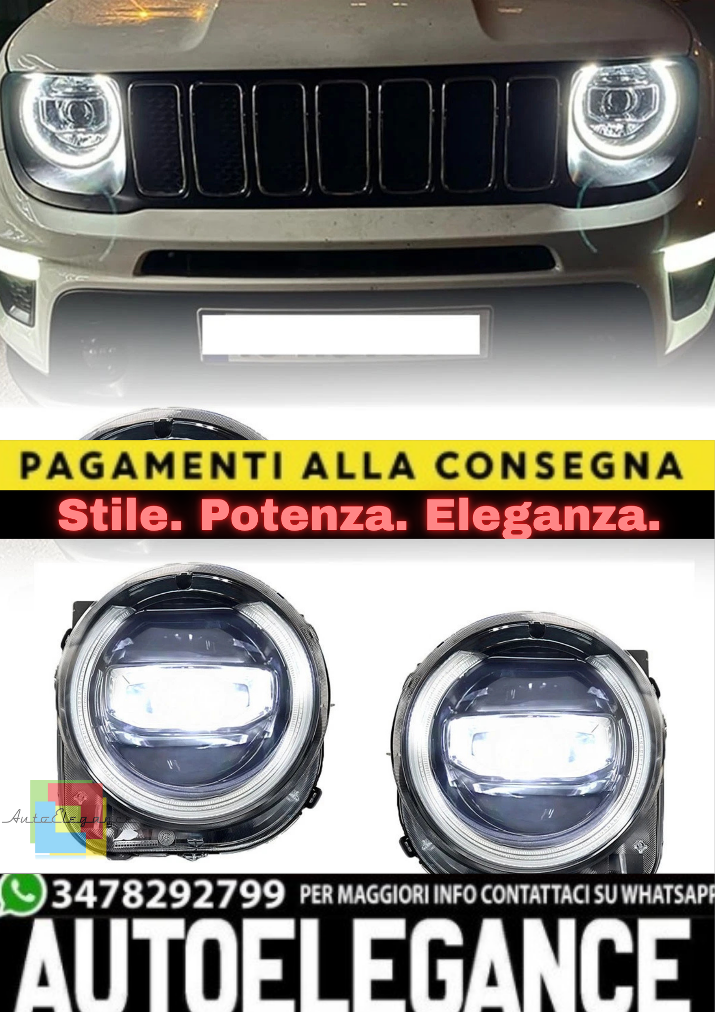 🔥Gruppo Fari LED Plug&Play “Stella Su Bule” – Jeep Renegade 2014–2022🔥