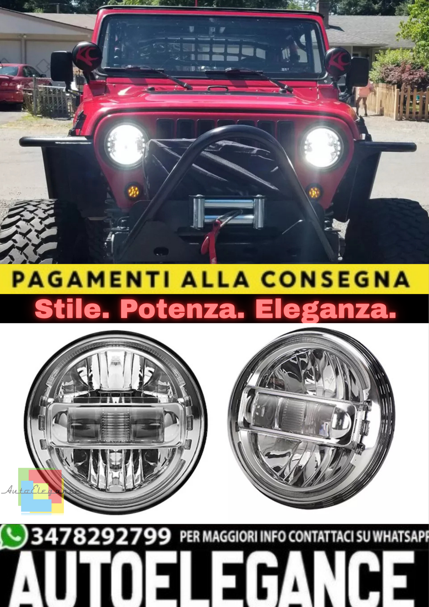 🔥Coppia Fari LED – Jeep Wrangler JK / TJ / CJ🔥