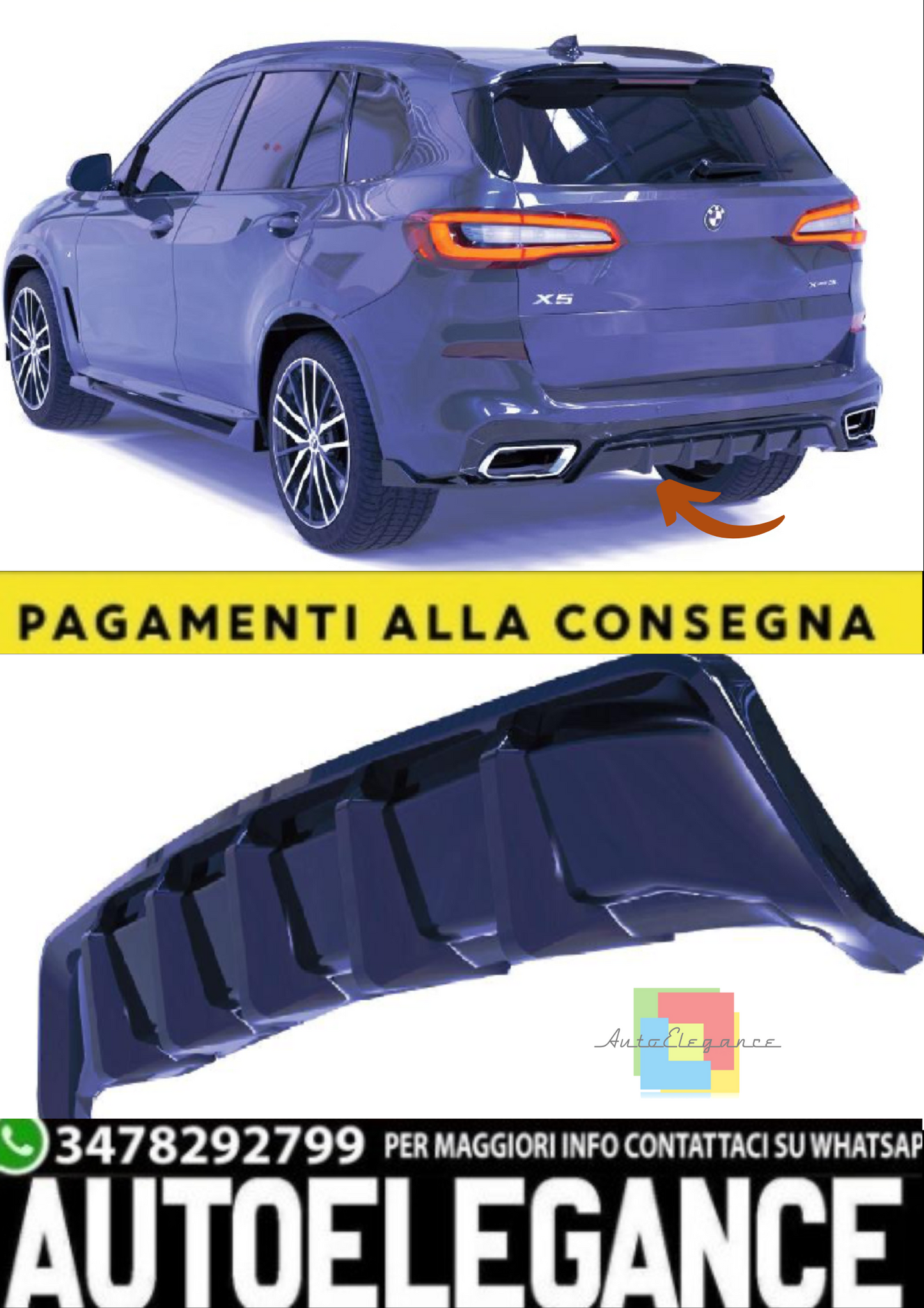 💫Diffusore Posteriore per BMW X5 M-Sport G05 (2018–2023)💫