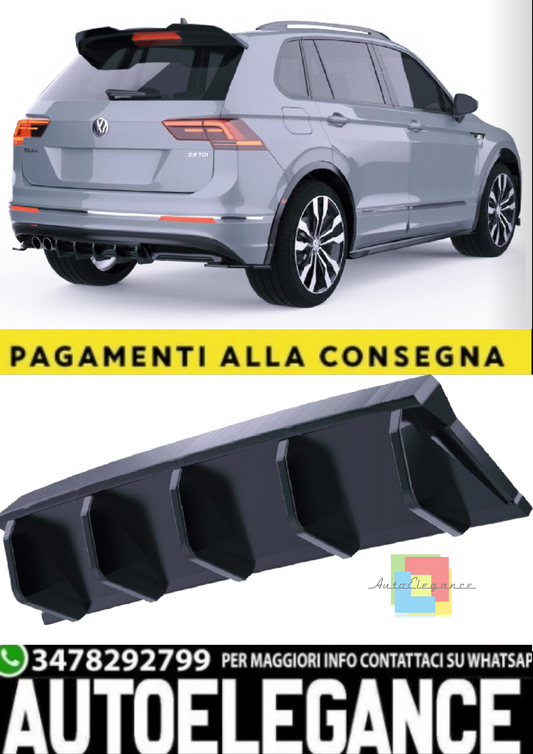 💫Diffusore Posteriore per VW Tiguan Mk2 R-Line (2015–2020) – Nero Lucido💫