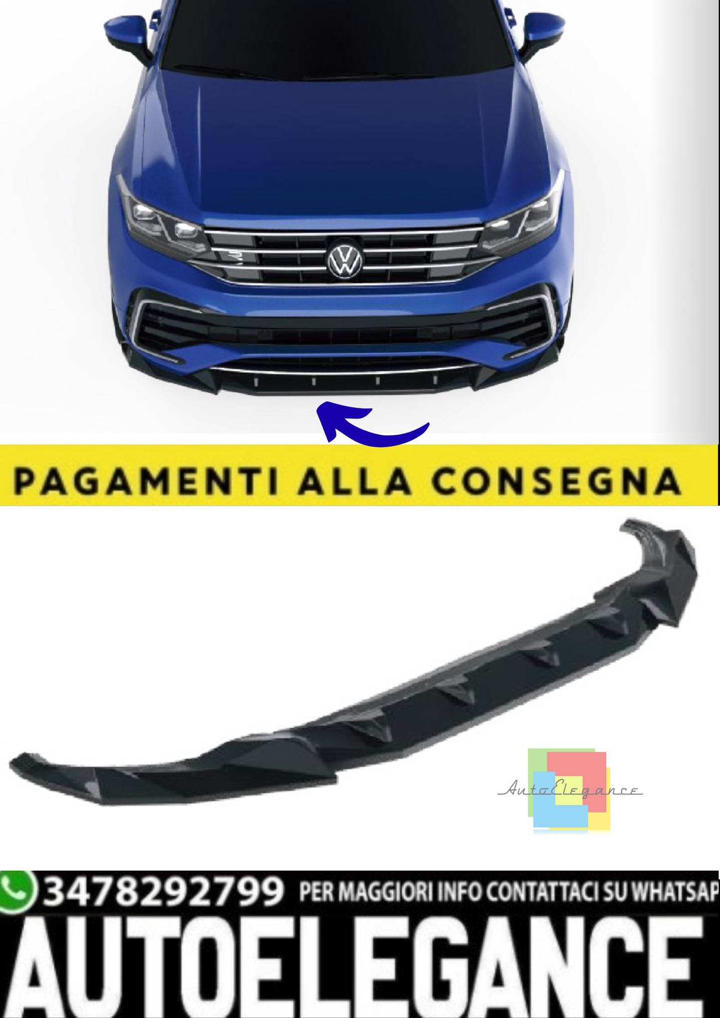 💫Front Splitter per VW Tiguan R / R-Line Mk2 Facelift (2020–2024) – Nero 💫