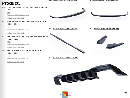 💫Body Kit Completo per Volkswagen Golf Mk8 R (2020–2024) – Nero Lucido 💫