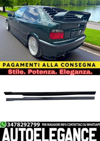 💫 Minigonne Laterali in ABS Nero Lucido per BMW Serie 3 E36 (1991–1999) 💫