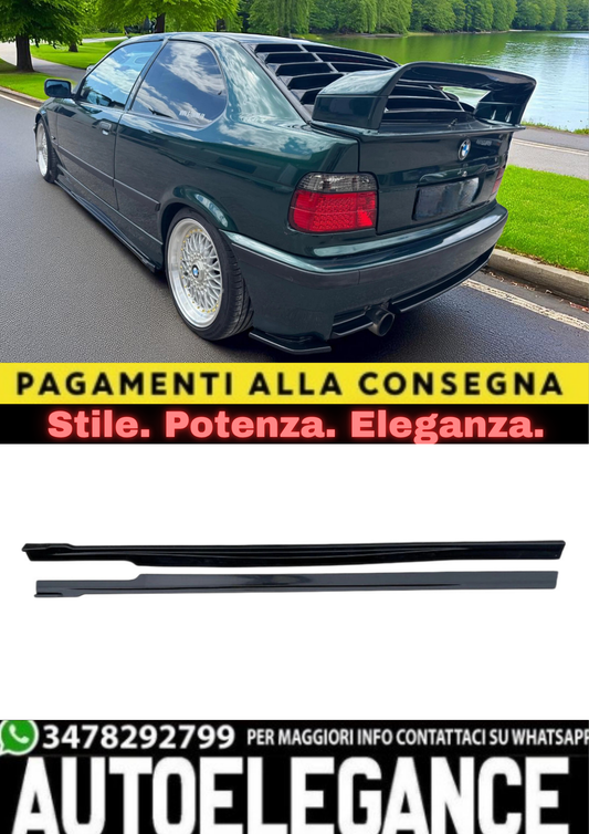 💫 Minigonne Laterali in ABS Nero Lucido per BMW Serie 3 E36 (1991–1999) 💫