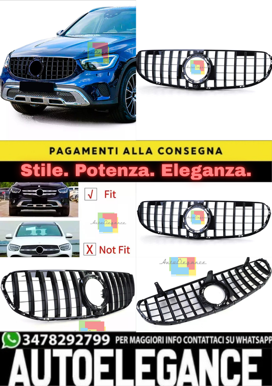 ✨Griglia nera lucida PANAMERICANA GT GTR per Mercedes GLC Classe W253 19-22✨