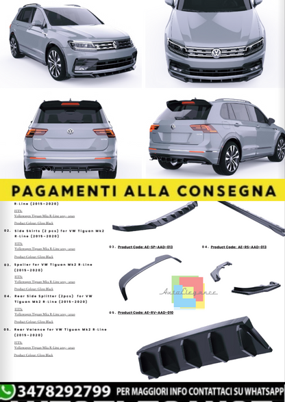 💫Body Kit Completo per Volkswagen Tiguan Mk2 R-Line (2015–2020) – Nero Lucido💫