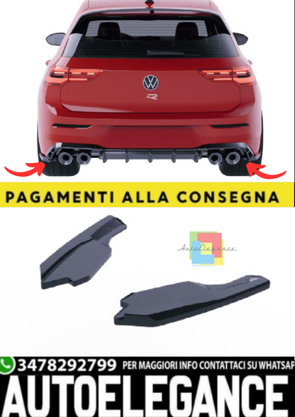 💫Rear Side Splitter (2 pezzi) per Volkswagen Golf Mk8 R (2020–2024) – Nero  💫