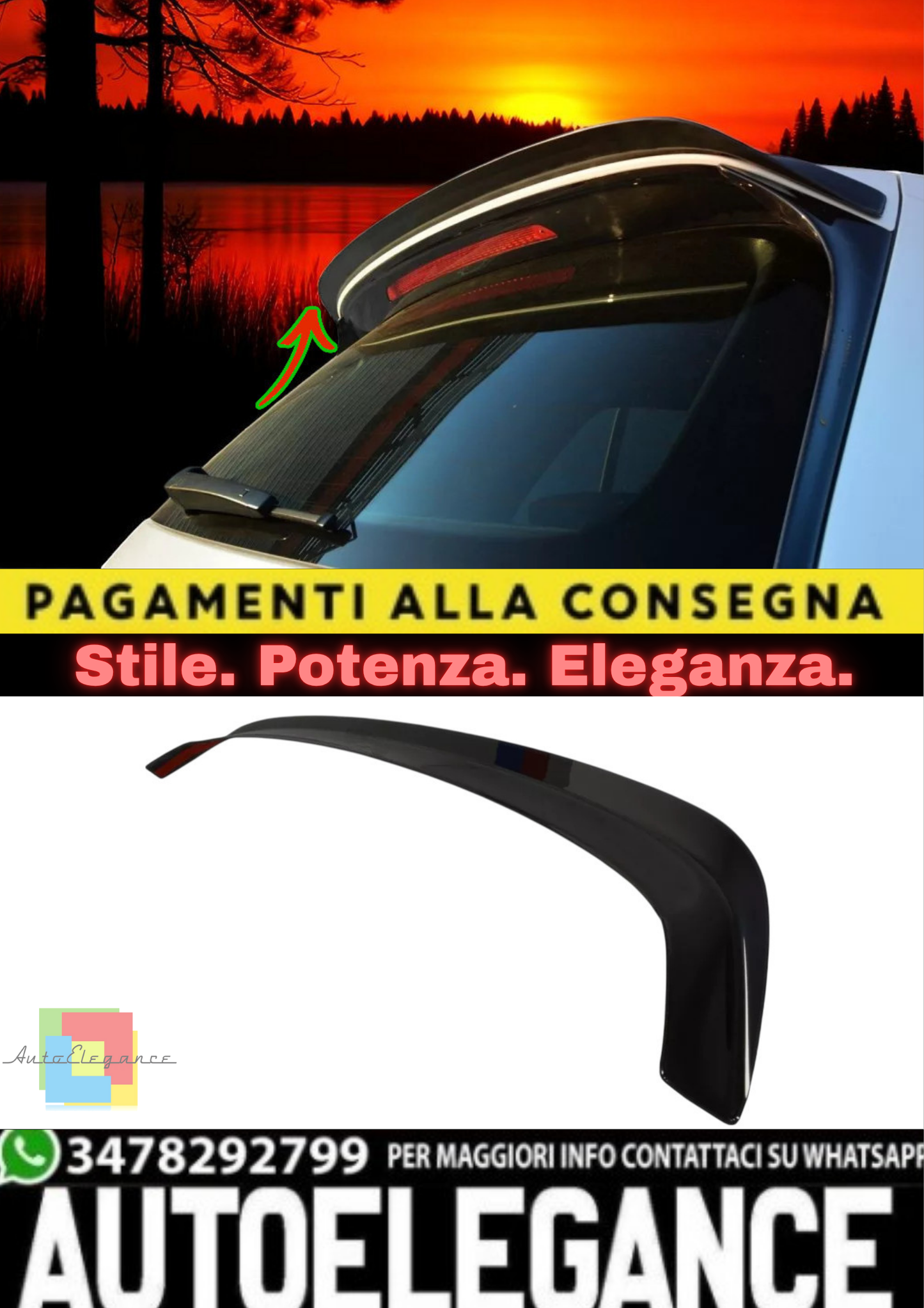 🔥Spoiler / Prolunga Tappo Posteriore in ABS Nero Lucido per VW Golf Mk7.5 GTI🔥