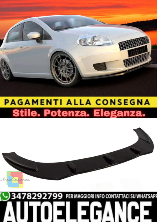 🔥Splitter Anteriore in ABS Nero Lucido per Fiat Grande Punto🔥