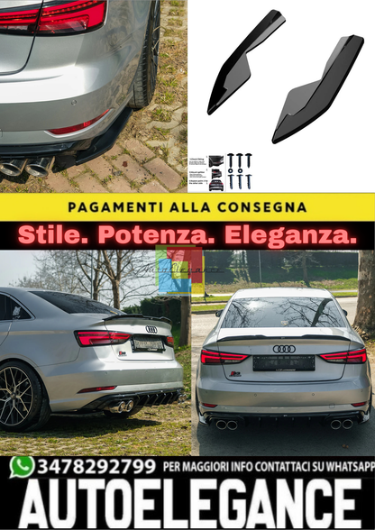 🔥REAR SIDE SPLITTERS ADATTO PER AUDI A3 8V FACELIFT SEDAN 2016–2020🔥
