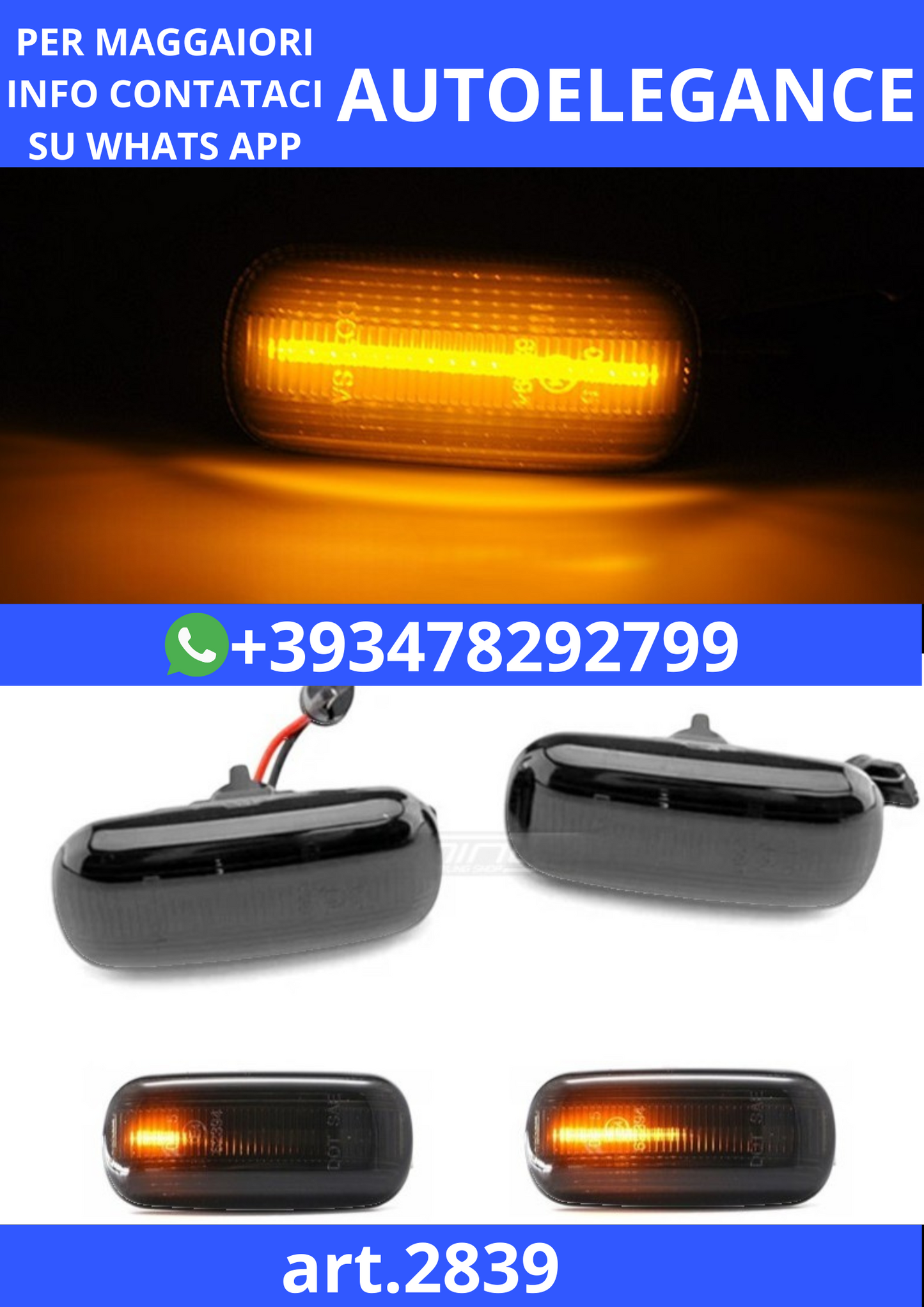 🎀art.2839- Indicatori Direzione Laterali LED Sequenziali Fumé per AUDI A3 ,A4🎀